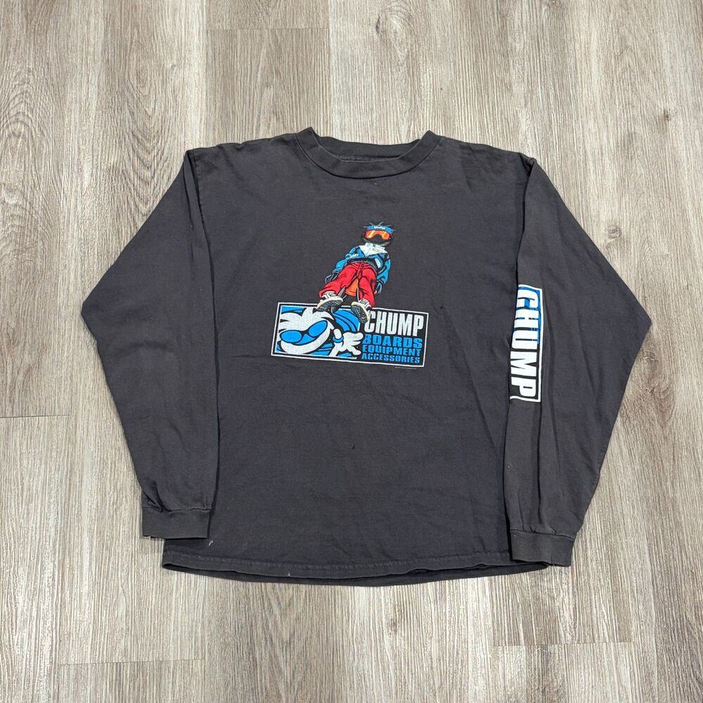 Vintage 2002 Chump Boards Long Sleeve Shirt Youth Size XL Men's Size Small Black